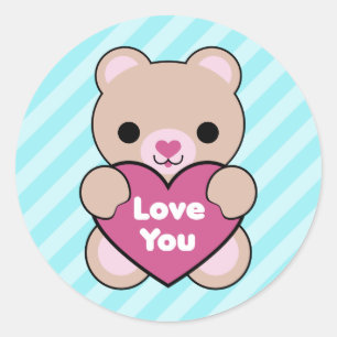 Adesivo Redondo Kawaii Bear Stickers