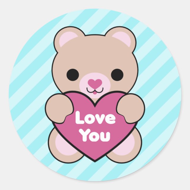 Adesivo Redondo Kawaii Bear Stickers (Frente)