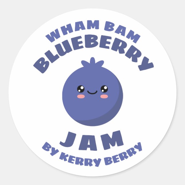 Adesivo Redondo Kawaii Blueberry Jam (Frente)