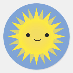 Adesivo Redondo Kawaii bonito Sun de sorriso