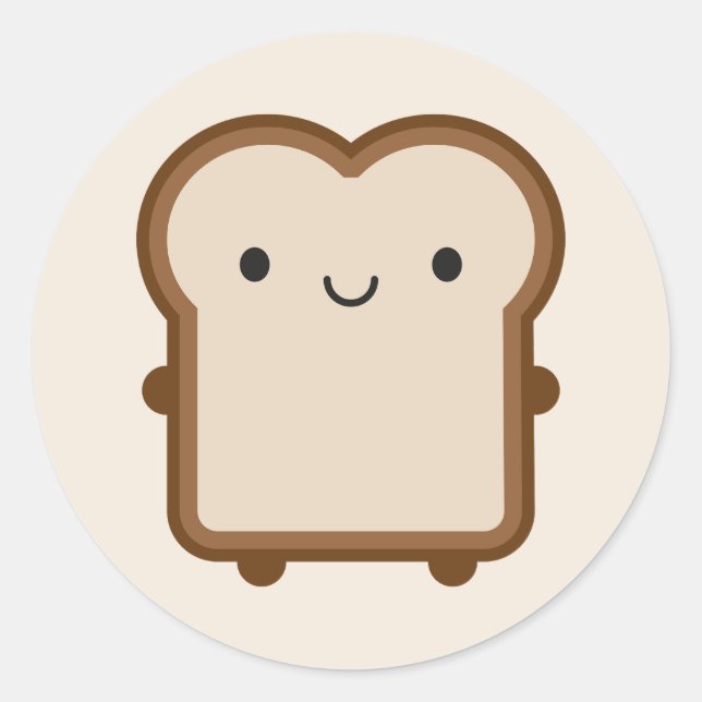 Adesivo Redondo Kawaii Bread / Toast (Frente)
