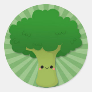 Adesivo Redondo Kawaii Broccoli sobre o estouro verde