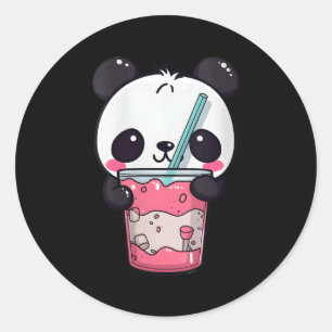 Adesivo Redondo Kawaii Bubble Tea Panda Boba-Tea Japonês