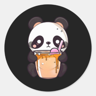 Adesivo Redondo Kawaii Bubble Tea Panda Boba-Tea Japonês
