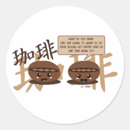 Adesivo Redondo Kawaii Café Beans