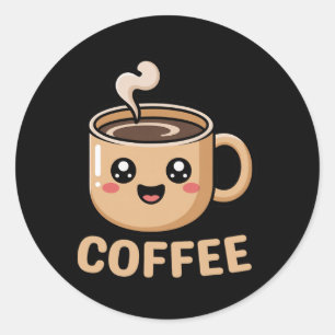 Adesivo Redondo Kawaii Caffee Creamer Cup Cute Halloween Costume R