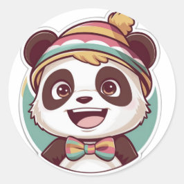 Adesivo Redondo Kawaii cagão de panda sorridente