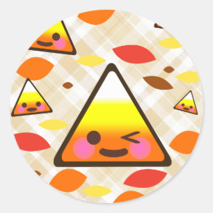Adesivo Redondo Kawaii Candy Corn