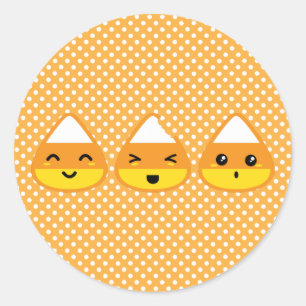 Adesivo Redondo Kawaii Candy Corn Stickers