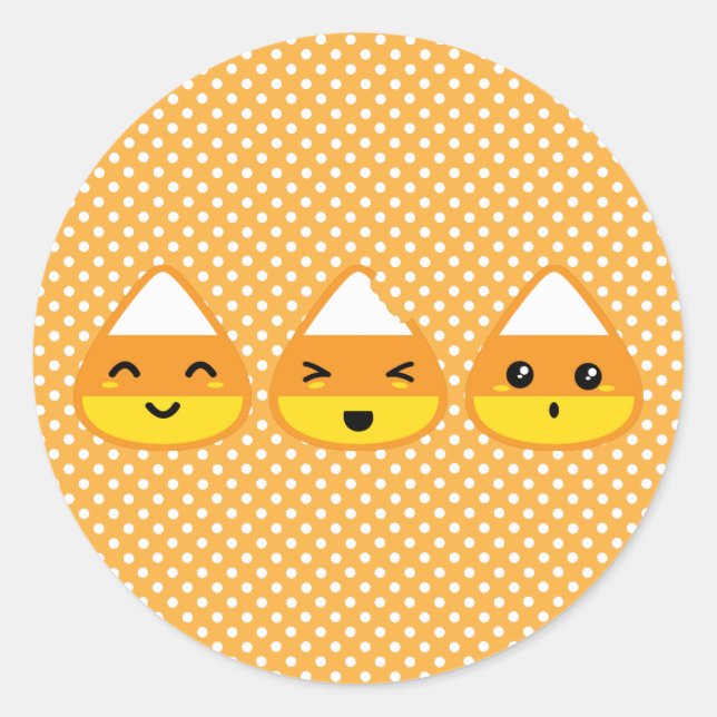 Adesivo Redondo Kawaii Candy Corn Stickers (Frente)