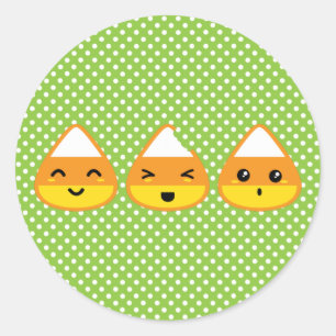 Adesivo Redondo Kawaii Candy Corn Stickers