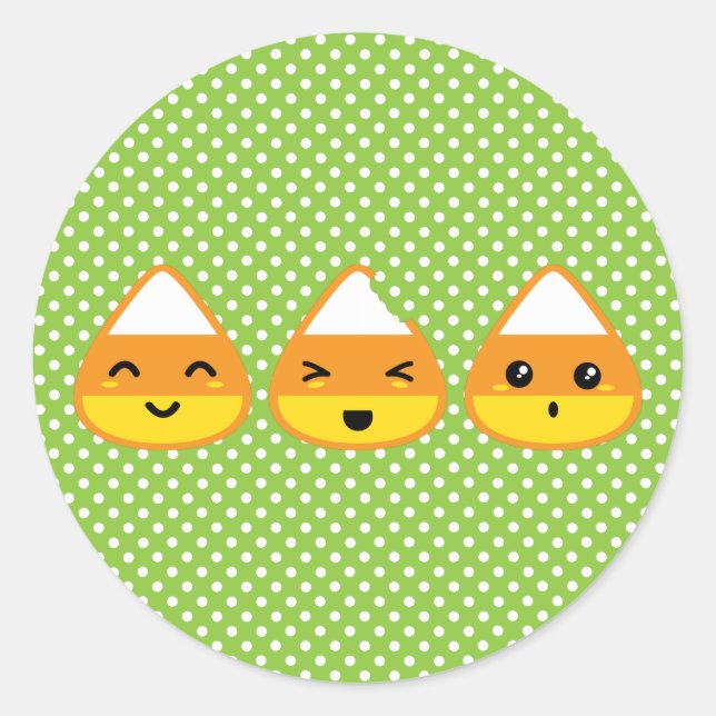 Adesivo Redondo Kawaii Candy Corn Stickers (Frente)
