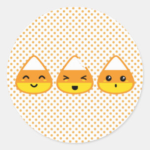 Adesivo Redondo Kawaii Candy Corn Stickers