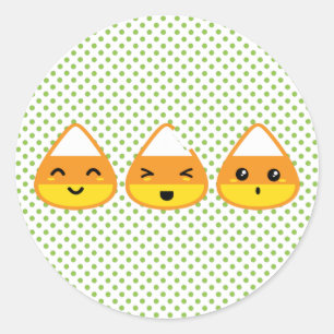 Adesivo Redondo Kawaii Candy Corn Stickers