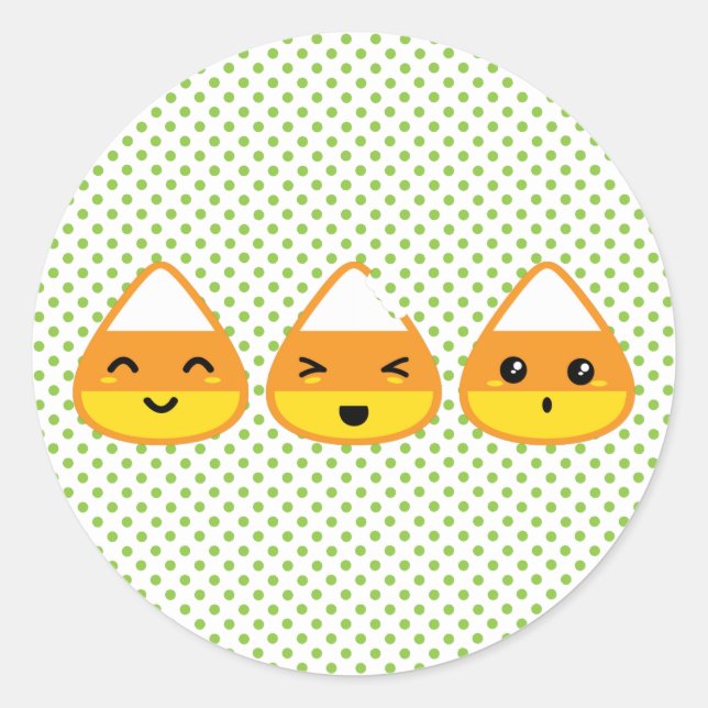 Adesivo Redondo Kawaii Candy Corn Stickers (Frente)