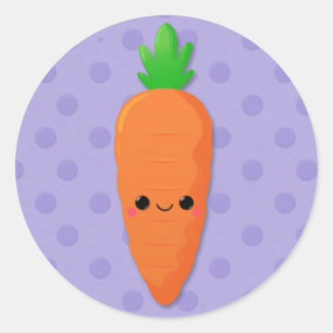 Adesivo Redondo Kawaii Carrot em Bolinhas roxas