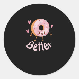 Adesivo Redondo Kawaii Casal Combinando Café E Donut Melhor Juntos