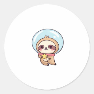 Adesivo Redondo Kawaii Chibi Sloth Astronauta � Cute Space Sloth C
