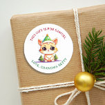 Adesivo Redondo Kawaii Christmas Kitten de e para a marca Gift<br><div class="desc">Gatinhos de desenho animado bonitos para e de etiquetas de presentes de Natal personalizadas.</div>