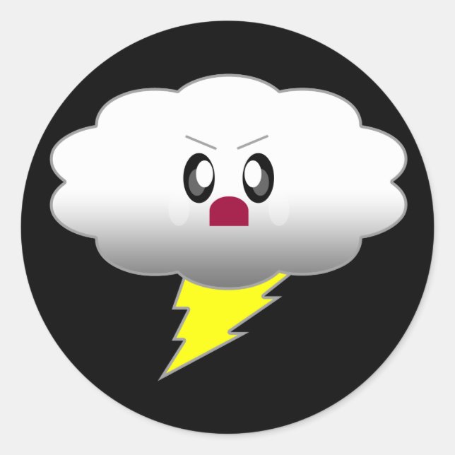 ADESIVO REDONDO KAWAII CLOUD LIGHTNING THBRSTORM (Frente)