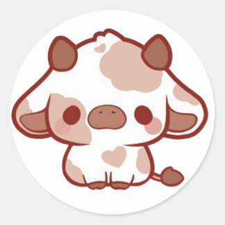 Adesivo Redondo Kawaii Cow