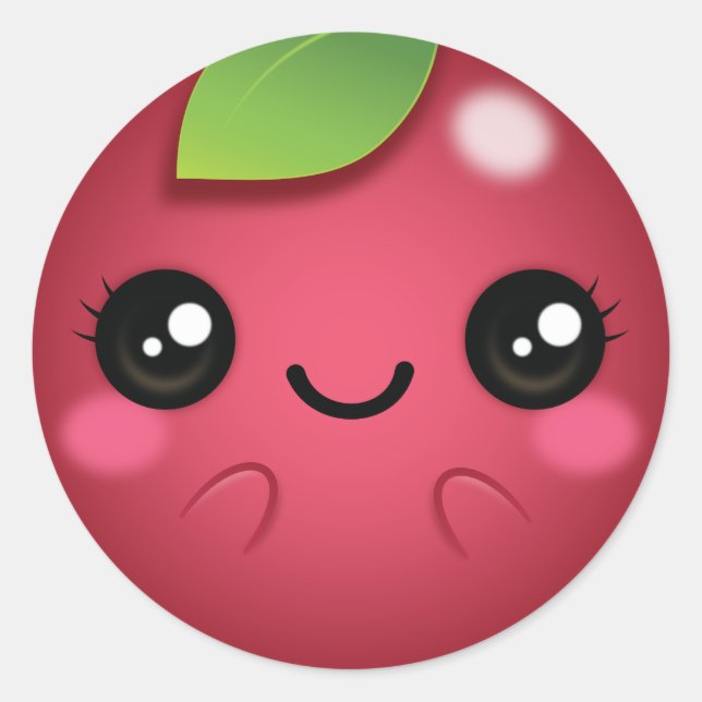 Adesivo Redondo Kawaii Cranberry (Frente)