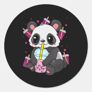 Adesivo Redondo Kawaii Cute Anime Panda Boba Bubble Tea Otaku Men