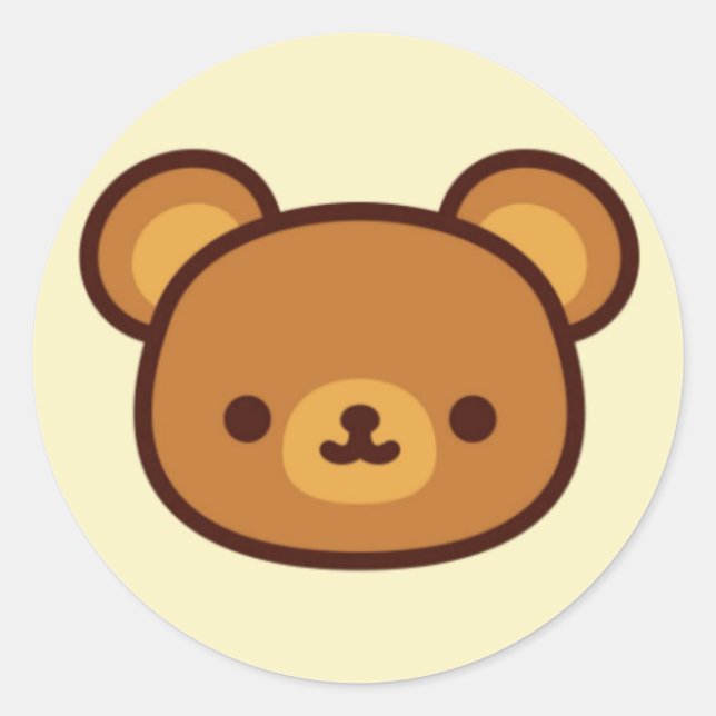 Adesivo Redondo Kawaii Cute Bear Sticker (Frente)