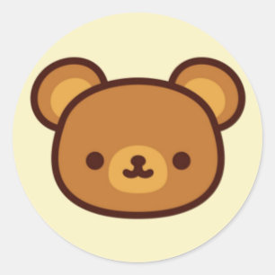 Adesivo Redondo Kawaii Cute Bear Sticker