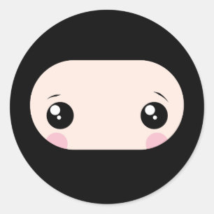 Adesivo Redondo Kawaii de cora Ninja