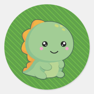 Adesivo Redondo Kawaii Dinosaur