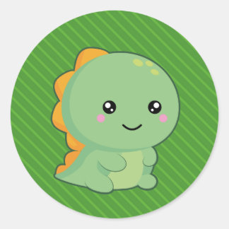 Adesivo Redondo Kawaii Dinosaur
