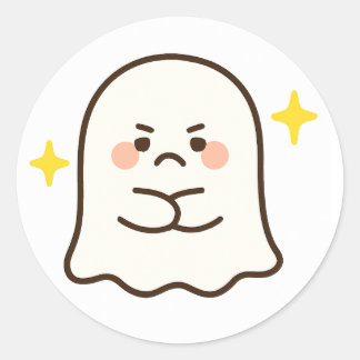 Adesivo Redondo Kawaii Disapproving Ghost Sticker