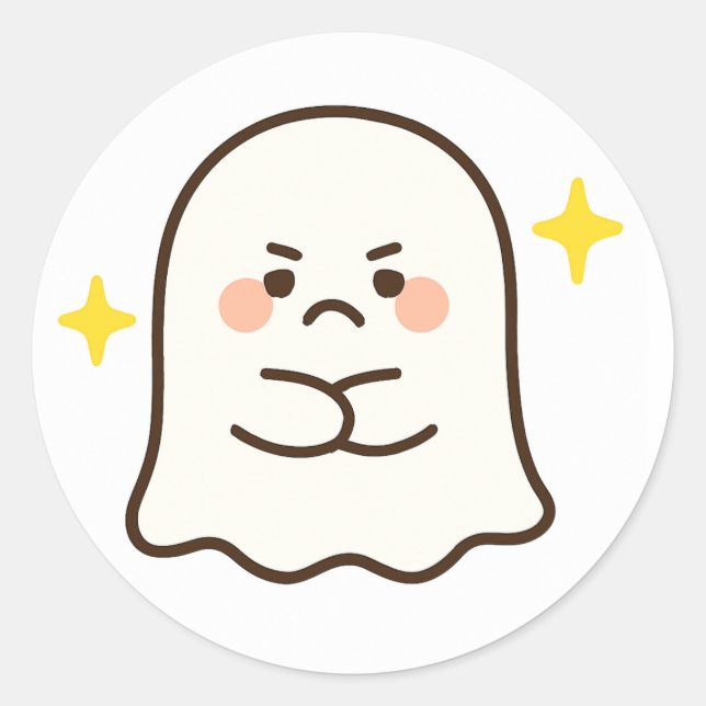 Adesivo Redondo Kawaii Disapproving Ghost Sticker (Frente)