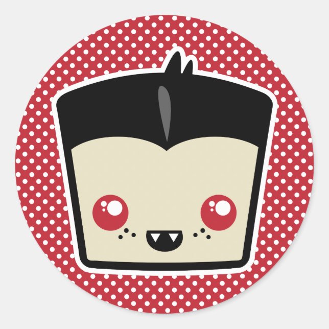 Adesivo Redondo Kawaii Dracula Stickers (Frente)