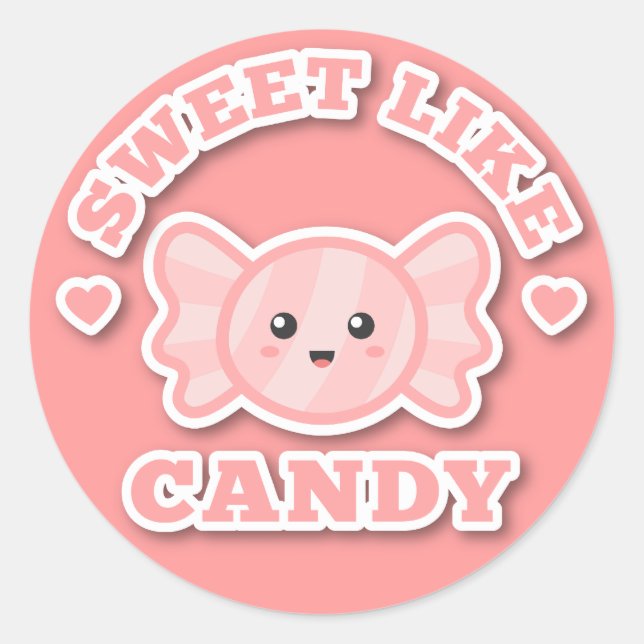 Adesivo Redondo Kawaii e Doce Como Doce (Frente)