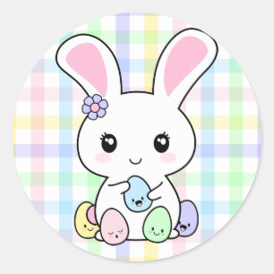 Adesivo Redondo Kawaii Easter Bunny