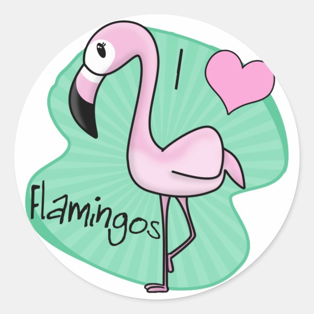 Adesivo Redondo Kawaii Flamingo Gifts (Frente)