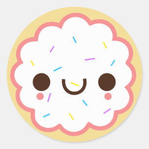 Adesivo Redondo kawaii fofo fosco e biscoito de açúcar Sticker