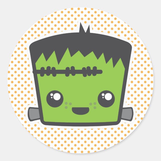 Adesivo Redondo Kawaii Frankenstein Stickers (Frente)