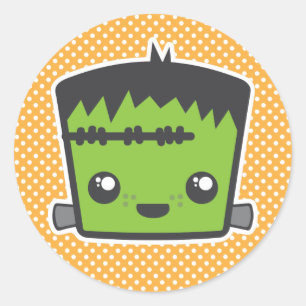 Adesivo Redondo Kawaii Frankenstein Stickers