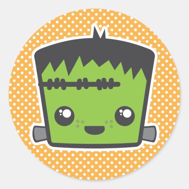 Adesivo Redondo Kawaii Frankenstein Stickers (Frente)