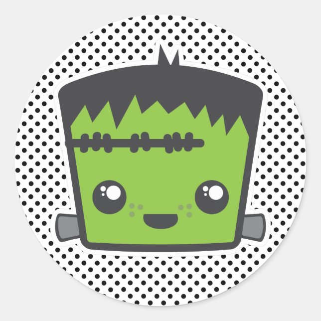 Adesivo Redondo Kawaii Frankenstein Stickers (Frente)