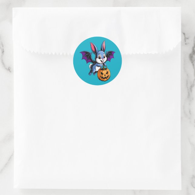 Adesivo Redondo Kawaii Halloween Bat Bunny (Bolsa)