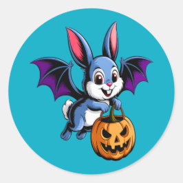 Adesivo Redondo Kawaii Halloween Bat Bunny