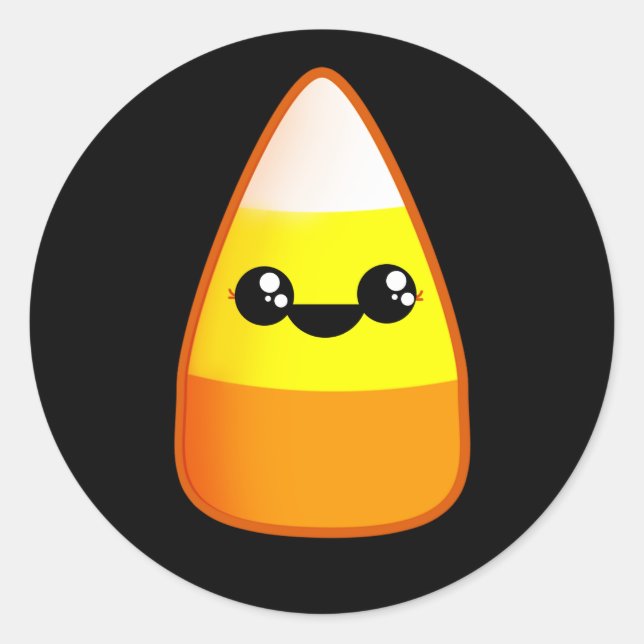Adesivo Redondo Kawaii Halloween Candy Corn (Frente)