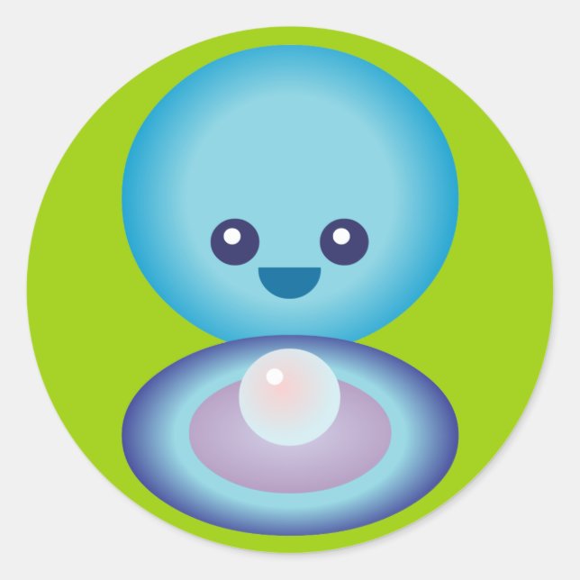 Adesivo Redondo Kawaii Happy Clam (Frente)
