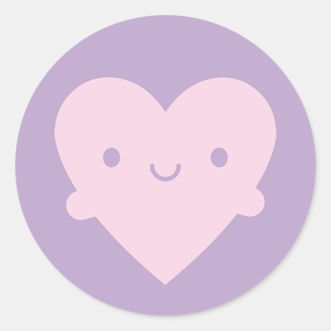 Adesivo Redondo Kawaii Heart Hugs (Frente)