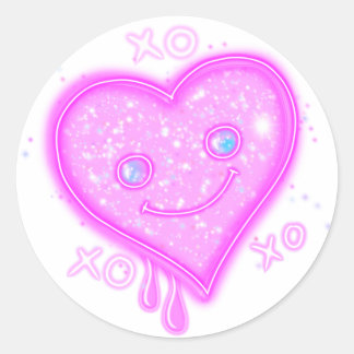 Adesivo Redondo Kawaii Heart Stickers