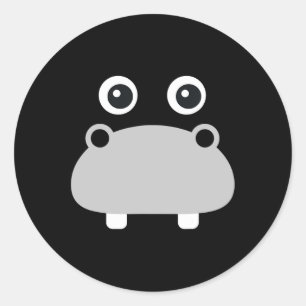Adesivo Redondo Kawaii Hippo Enfrenta Fáceis Meninos De Figurino D